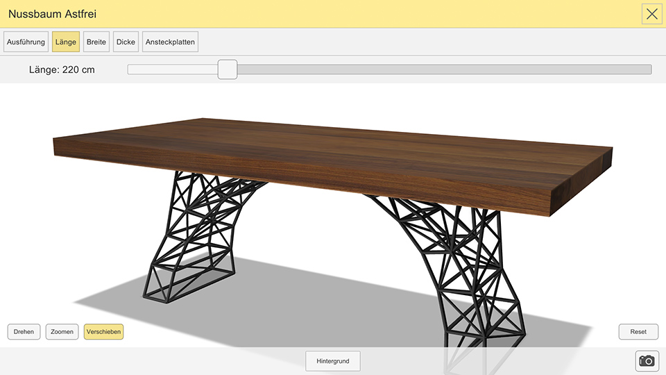 Schieberegler für die Einstellung eines Wertebereichs Schiebregler zur Einstellung der Plattenmaße