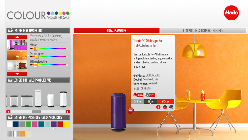 Abfallsammler mit Detailinfos im Popup