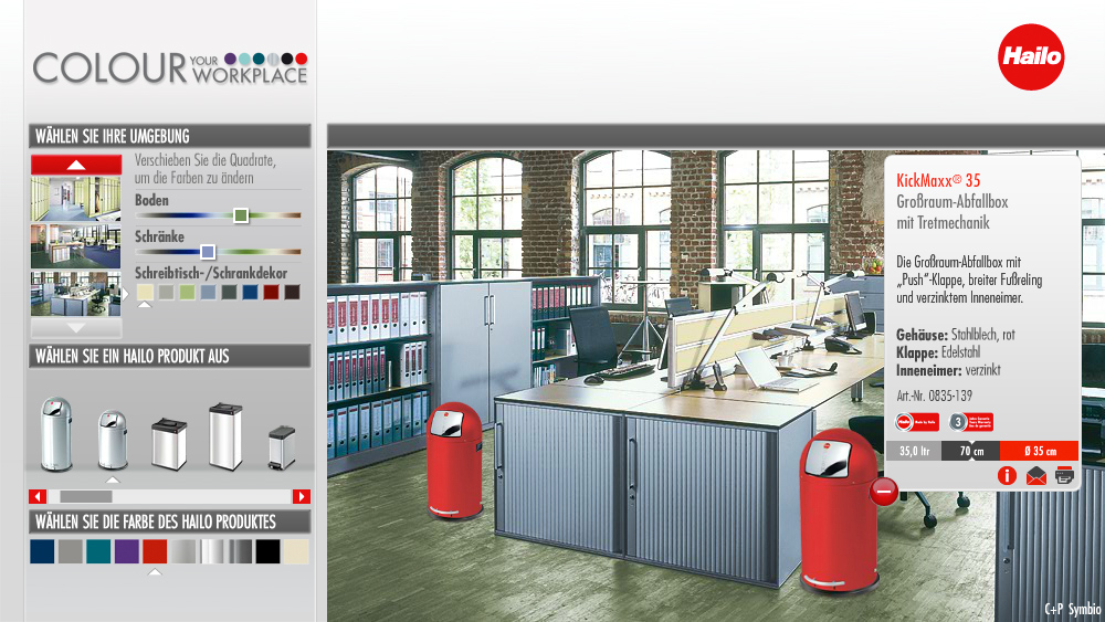 Konfigurator mit gewerblichen Abfalleimern