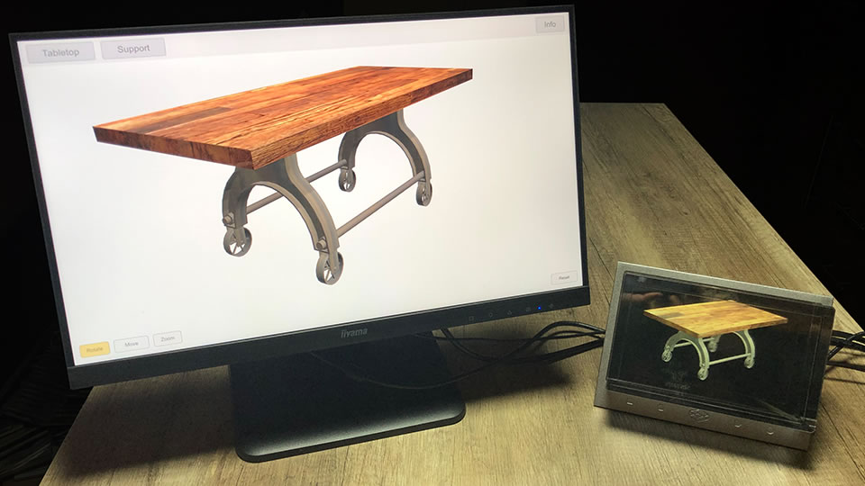 Regulärer Monitor und Looking Glass Display