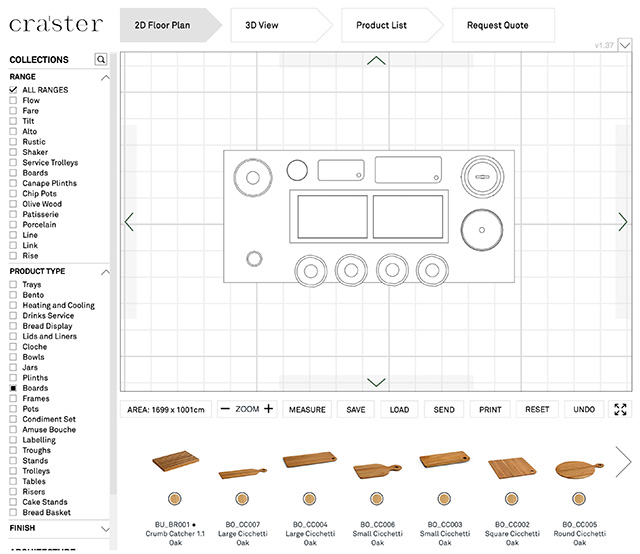 2D-Grundrissdarstellung  einer Buffet-Theke