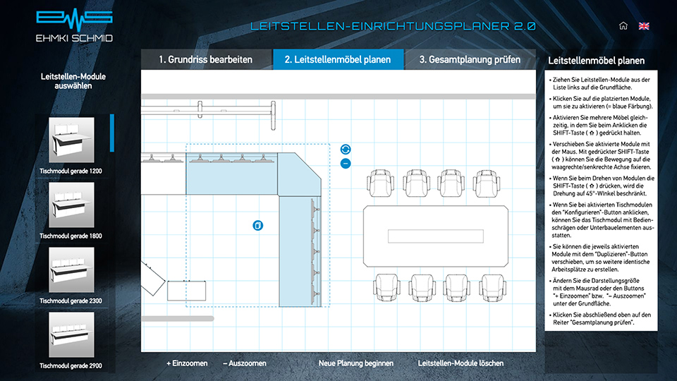Platzieren der Arbeitspl&auml;tze auf dem Grundriss