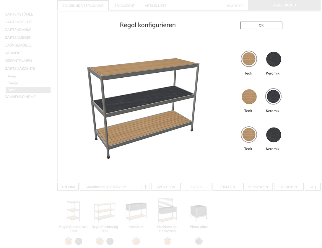 Regal konfigurieren (mit 3D-Vorschau)