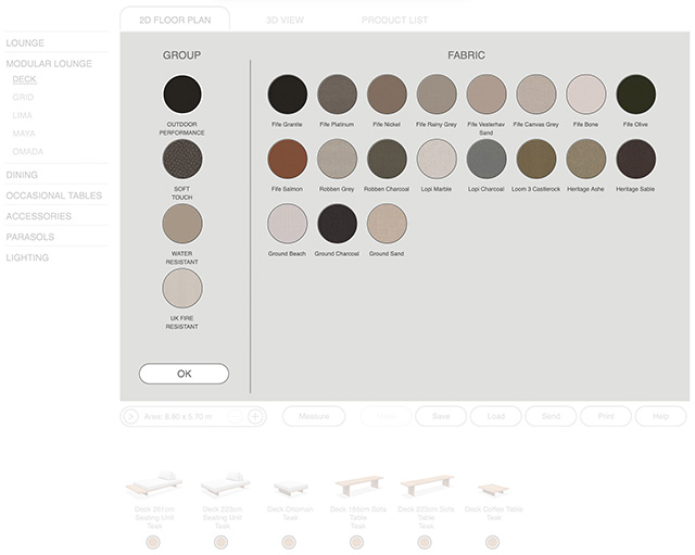 Polsterfarbauswahl nach Materialklassen