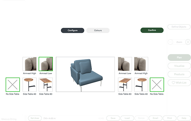 Konfigurationsoptionen für einen Sessel-Korpus