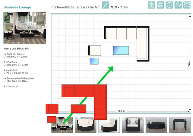 M&ouml;bel-Kombination auf die Grundfl&auml;che ziehen